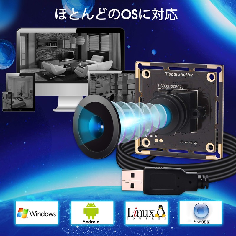 ELP Camera Global Shutter USB Webcam/1MP High Speed 60FPS Monochrome