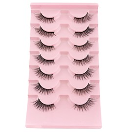 Half Lashes False Yasnai Eyelashes Volume Lashes Wispy Cat Eye Look Natural Short Fake Lashe Eyelashes 7 Pairs Pack