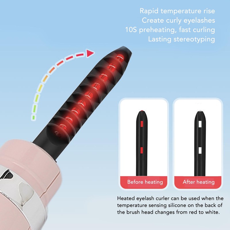Heated Eyelash Curler Professional Intelligent 3 Gears Temperature Rechargeable Electric