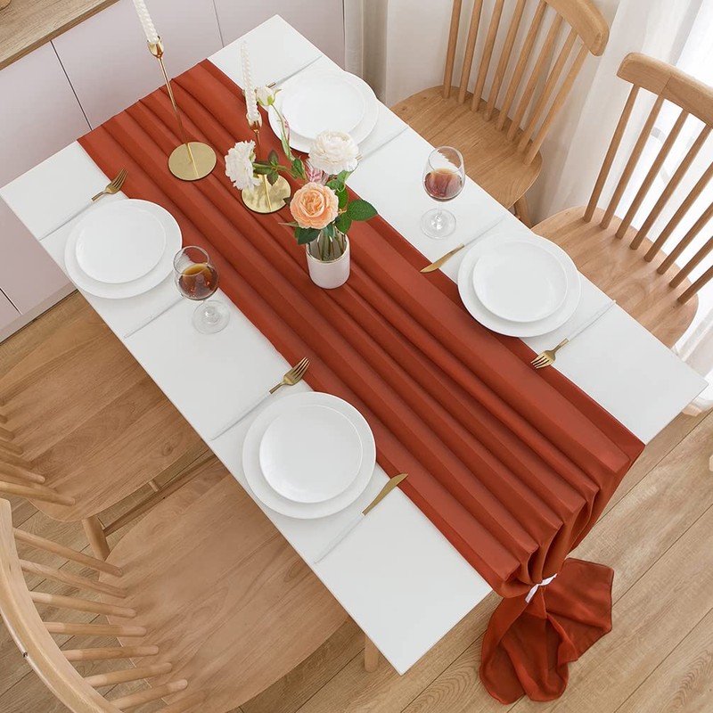 CHUQING Autumn Table Runner, Chiffon Table Runner, 70 x 300