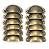 12PCS Cabinet Cup Pull Handle, Antique Brass Shell Cup Handles,