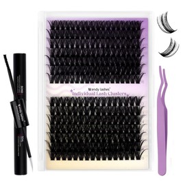 Individual DIY Lash Clusters Kit Individual False Eyelashes Natural Look Wispy Cluster Eyelash Extensions D/3D Curl Eyelash Clusters Kit with Lash Bond and Seal,Lash Tweezers Kit(30/40-D-1620 Kit)