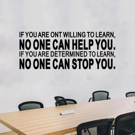 SEATUNE Inspirational Positive Motivational Wall Decals - Office Quotes Wall Stickers - Home Vinyl Art Wall Decor - If You are Not Willing to Learn - No One Can Help You 32"X12.5"