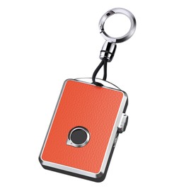 Sucxyor Compatible with Volvo Key Fob Cover Case for 2017-2024 XC90 XC60 XC40 S90 V90 S60 V60 Key Cover,Aluminium Alloy Shell Protection(Leather Orange)