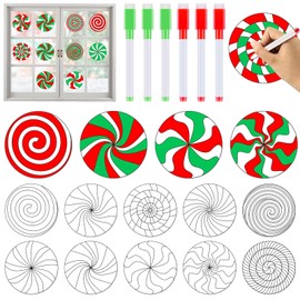 Qyeahkj 30 Set Christmas Arts Crafts for Kids Xmas Candy Suncatchers Craft Kit DIY Peppermint Coloring Craft Window Cling Sticker with Markers Winter Holiday Theme Party Gift for Home Classroom Decor