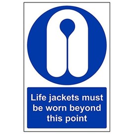 Vsafety 41070AU-R'Life Jackets Worn Beyond This Point' Sign, 200 mm x 300 mm (Pack of 3)