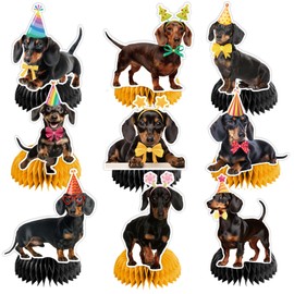 9 PCS Dachshund Honeycomb Centerpieces Table Decorations Dachshund Table Centerpieces for Dachshund Dog Party Supplies Birthday Party Decorations