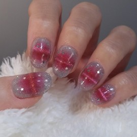 Pink Pop Magnet Handmade Nail Tips - Petit Square / 핑크팝 마그넷 수제네일팁 - 쁘띠스퀘어