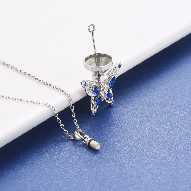 Butterfly Cremation Urn Necklace for Ashes - 925 Sterling Silver