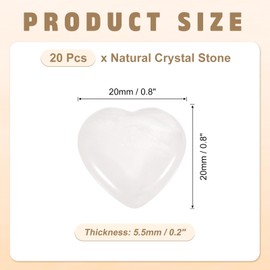 PATIKIL 20 Pcs Natural Heart Shaped Crystal Stone, 1 Inch Mini Polished Love Gemstone Crystal, Pocket Rock Engraved Worry Stones for Women Gifts Meditation, White