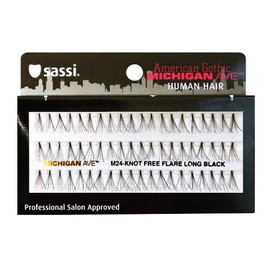Sassi 804-M24 Michigan Ave 100% Human Hair Knot Free Long Eyelashes, Black, 6 Count