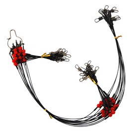 12pcs/lot Stainless Steel Wire Fishing Leaders with Swivels Snaps Beads High-Strength Fishing Wire Rigs Fishing Trace Lures Steel Wire Leader Spinner Fishing Line Tackle 1RD