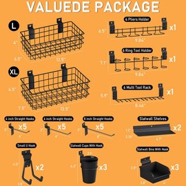 INCLY 30PACK Slatwall Accessories Set with Slatwall Baskets, Hooks, Shelves, Bins, Cups, Heavy Duty Slat Wall Accessory for Garage Room Shop Organizing Display