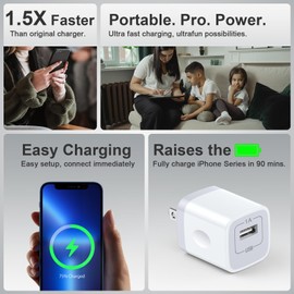 USB Power Adapter 5V/1A USB Charging Block 2Pack Single Port Wall Charger
