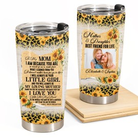 kobalo Happy Mothers Day Tumbler Leopard Style To My Mom Mother And Daughter Best Friend For Life Customized Name Photo on Birthday Christmas Thanksgiving Stainless Steel Tumbler 20oz