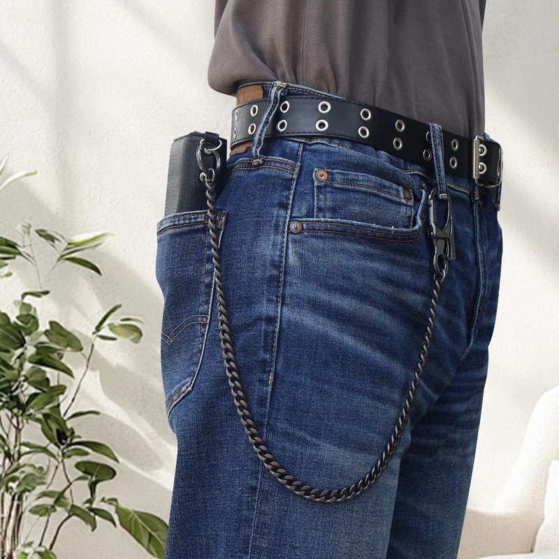 [Ahiller] Sturdy Wallet Chain, [Double Locking Carabiner, Stainless Steel Chain],
