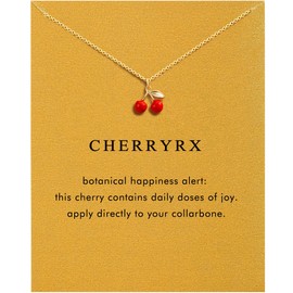 OBSUN Cherry Necklace for Women Red Cherry Charm Gifts for Her Friends Female Red Necklace (cherry)