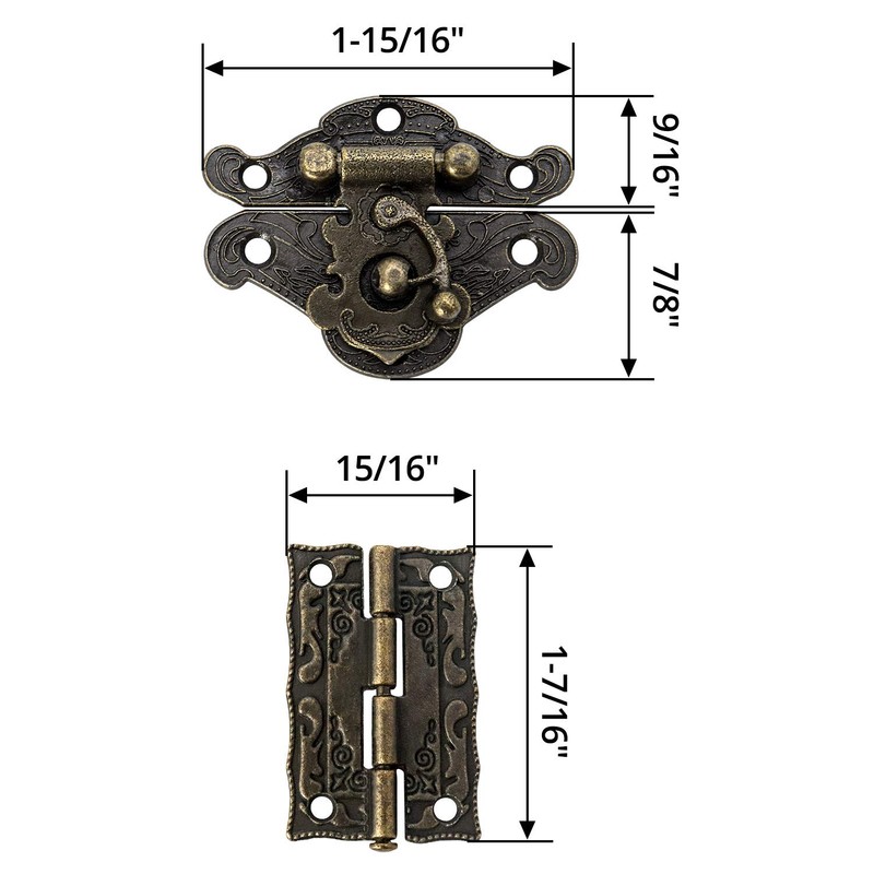 QWORK® 4 Sets Retro Hasps Latch Decorative Wood Jewelry Latch