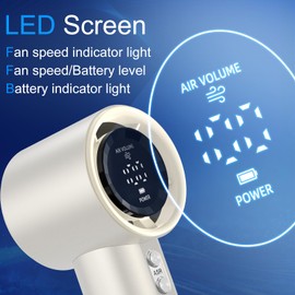 KOQQQ Portable Handheld Fan, Speed (1-100) Adjustable Turbo Personal, 4000mAh Battery Rechargeable Cooling Fan, Digital Display, Gifts for Women Men Travel/Camping/Outdoor (Starlight/Beige)