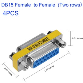VISSQH DB15 Female to Female Coupler Adapter Male, DB15 15 Pin 2-Row Gender Changer Serial Adapter, for Data Transfer and Device Connection, Pack of 4