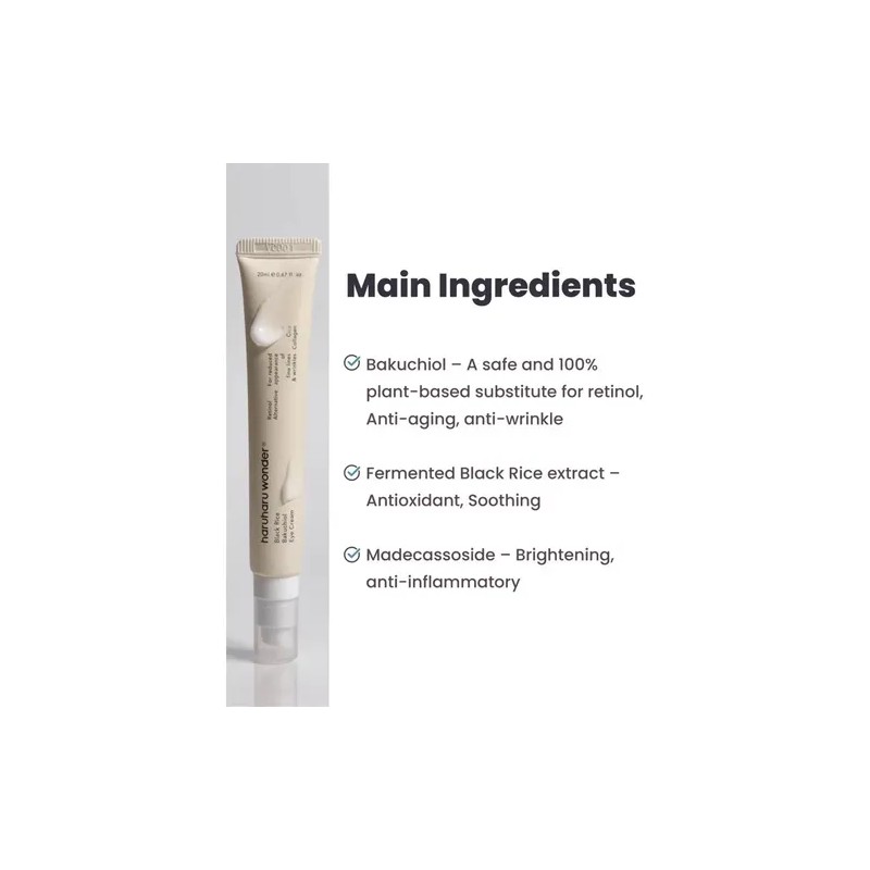 Haruharuwonder Black Rice Bakuchiol Crema Ojos Hidratante y Antiedad 20ml