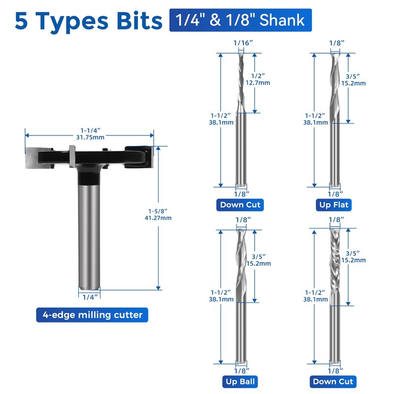 10-Piece CNC Router Bits Set, Carbide Multiple Uses Router Bits