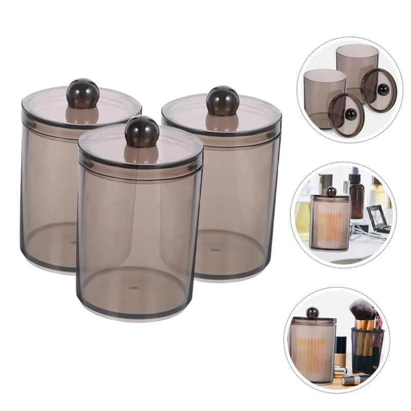 CAXUSD Cotton Swab Containers Lid 3pc Cotton Pad Dispenser Compact