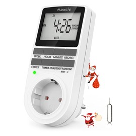 Digital timer socket, Maxcio timer switch with 10 configurable weekly switching programmes (16A/3680W)