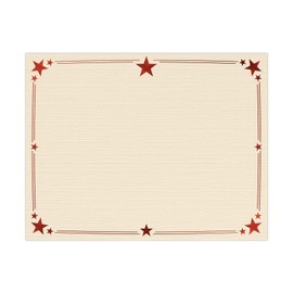 LUXPaper 8.5" x 11" Certificate Holders | Natural Linen | Red Foil Stars | 100lb. Cover | 500 Qty