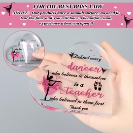 Seeloowy Acrylic Dance Teacher Appreciation Gifts Table Keepsake Paperweight Heart Shaped Gifts Thank You Dance Teacher with Sayings(5.91 x 5.91 x 0.59 Inches)