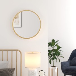 HBCY Creations Gold Round Wall Mirror - 24 Inch Large Round Mirror, Rustic Accent Mirror for Bathroom, Entry, Dining Room, & Living Room - Metal Mirror for Wall