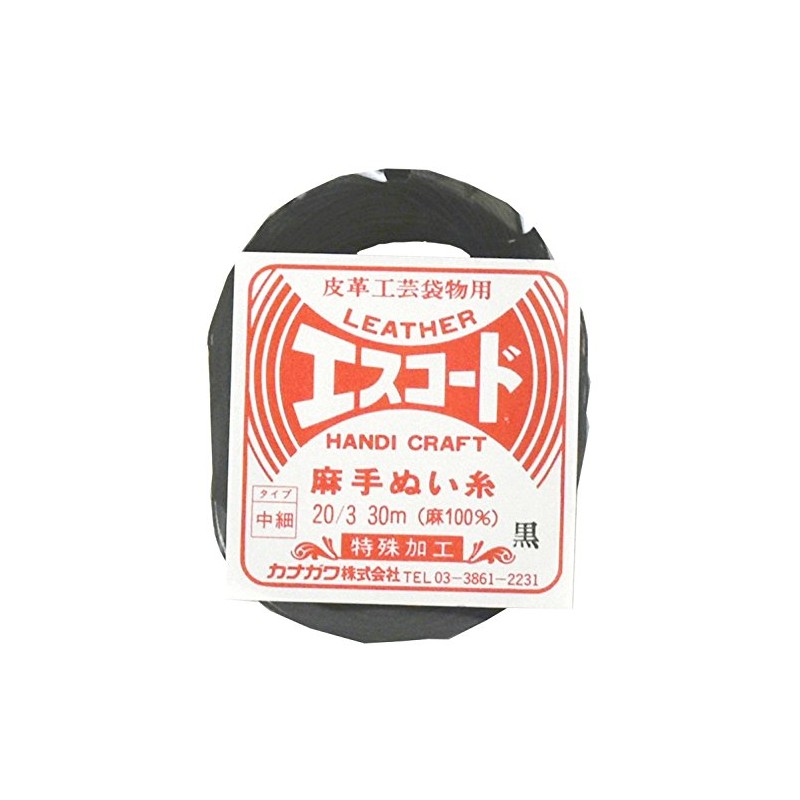 カナガワ エスコード 麻手縫い糸 中細(20/3) 黒 30m 53064-01