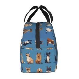 KXZOYLM Cute Dog Lunch Bag Cartoon Puppy Dog Pattern Insulated Lunch Bag 8.5 x 5 x 8 inch Animal Portable Lunch Box Reusable Dogs Cooler Tote Bag For School Office Work Picnic Beach