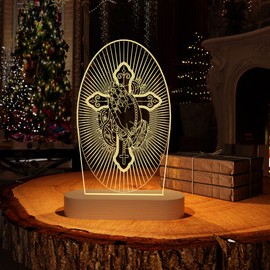 Jesus Night Light,Anywin Religious Cross Illuison Lamp with Warm Light Color & Wood Base & USB Power Church Lantern for Room Decor,Birthday Christian Retirement Gifts for Women Friends