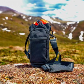 Torch Mythic Kelpie Water Bottle Sling Hydration Carrier Bottle Holder Accessory with Phone Pocket Adjustable Shoulder Hand Strap EDC (Black)