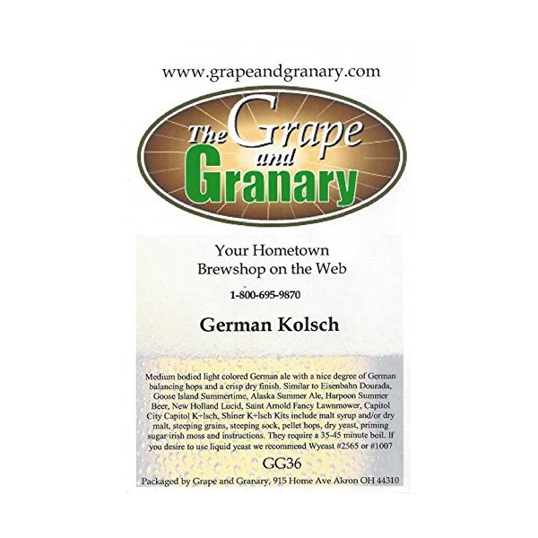 Grape and Granary German Kolsch Beer Kit- For 5 US Gallons