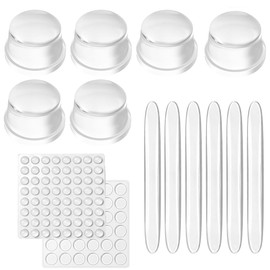 12 Clear Silicone Door Stoppers for Wall & 100 Pieces Cabinet Door Bumpers - Self-Adhesive Bumpers Wall Protector, Noise Reduction Silicone Pads for Kitchen Drawers & Furniture