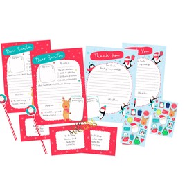 Letter to Santa Pack | Santa's Workshop Edition | with 2 Sticker Sheets 2 Pencils 4 Envelopes 2 Santa & 2 Thank You Letters