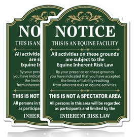 FKNSGR Equine Liability Sign 2 Pack, 10 x 14 inches Rust Free Aluminum Horse Barn Stable Farm Sign, UV Protected, Fade Resistant