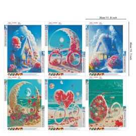 6 Pack Diamond Painting Kits for Adults, DIY Flowers 5D Diamond Painting with Round Full Drill Diamonds Craft for Home&Office Decor (12X16 Inch)