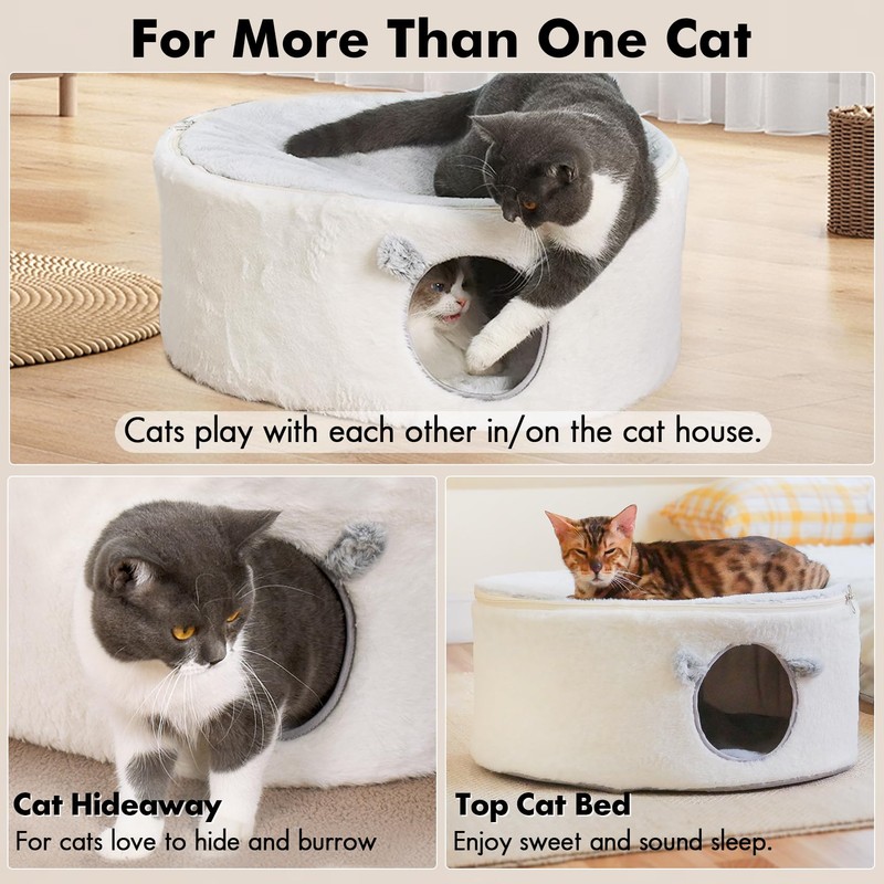 Zoratoo Cat Bed for Indoor Cats, Fluffy Cat Cave Large