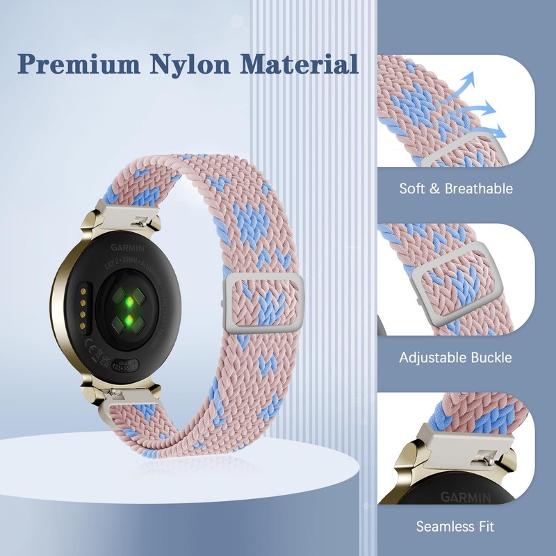 2 Pack Braid Nylon Bands Compatible with Garmin Lily 2,