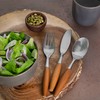 Avocrafts Flatware Silverware Cutlery Set, Stainless Steel, Teak Wood Dining