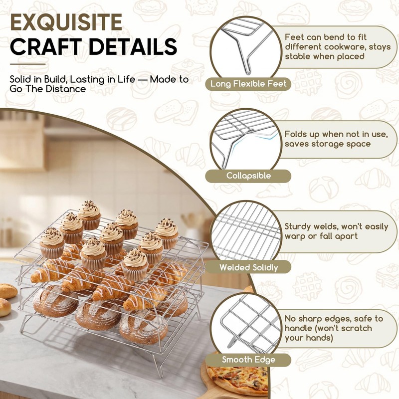 Herogo 5-Tier 15" x 10" Cooling Rack, Stainless Steel Baking