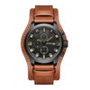 BUREI Sports Chronograph Men's Watch, Brown Leather Watch, Multifunctional Fashion