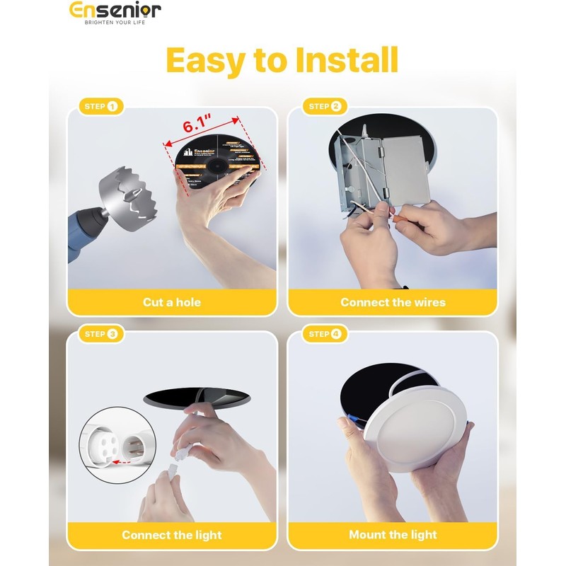 Ensenior 24 Pack 4 Inch LED Recessed Ceiling Light with