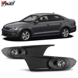 Winjet WJ30-0628-09 Fog Light Kit with Wiring Harness Switch Fuse Relay Bezels Pair Set Left & Right Driver Passenger Side OE Fitment Bulbs Included for 2011-2014 Volkswagen Jetta - Clear Lens