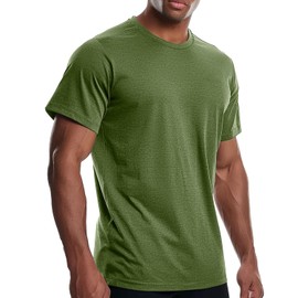 Men's Cooling Workout Shirts Bamboo Viscose Anti Odor Moisture Wicking Athletic Short Sleeve Lightweight Loose Gym Tee Army Green