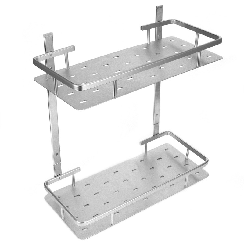Space Aluminum Bathroom Shelf RustProof Shower Rack Kitchen Storage Basket