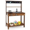 Costzon Mud Kitchen, Outdoor Play Kitchen with Stoves, Sink &